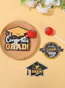 48 sztuk Graduation Season Lollipop Paper Card, Czarna złota czapka ukończenia szkoły, toga ukończenia szkoły, wzorzysta lizak, papierowa torba na karty, świętuj ukończenie szkoły, lizak, torba na prezenty, dekoracje na biurko na przyjęcie z okazji ukończenia szkoły, torby na lizaki do pakowania prezentów na ukończenie szkoły, upominki na przyjęcie z okazji ukończenia szkoły