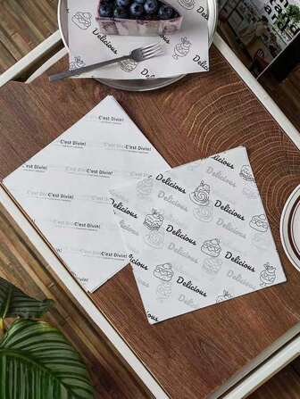 50/70 张熟食蜡纸用于食品篮内衬蛋糕风格印花防油熟食纸用于包裹面包汉堡