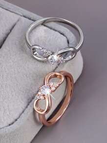 1pc Elegant Romantic Infinity Design Sparkling Cubic Zirconia Round Ring, Suitable For Women Everyday Wear, Valentine's Day Gift For Couple, Mom, Mother, Mother's Day, Gift