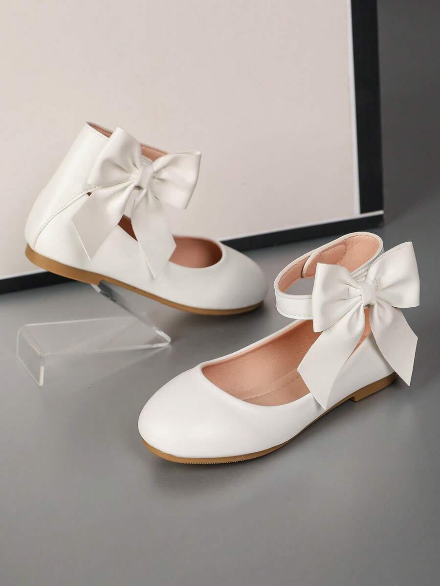 زوج أحذية أميرة للأطفال مزين بفيونكة، أسلوب حذاء كامبوس ناعم، مناسب للبنات في فصول الربيع والصيف والخريف والشتاء