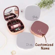 1 Customized Jewelry Box, Equipped With A Mirror, Suitable For Storing Earrings, Necklaces, And Exquisite Gifts For Family And Girlfriends On Valentine's Day And New Year's Day - Multicolor - View 1