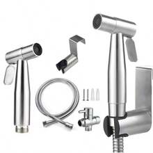 1 Set Handbrause Bidet Sprüher Kit, einfach zu installierender Toiletten-Sitz Bidet Sprüher Set, Edelstahl verstellbarer Durchfluss Bidet Sprüher für Toilettenreinigung