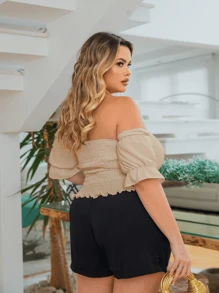 Blusinha Feminina Top Cropped Plus Size Tomara Que Caia Ombro a Ombro Verão Ajustável Fresquinha