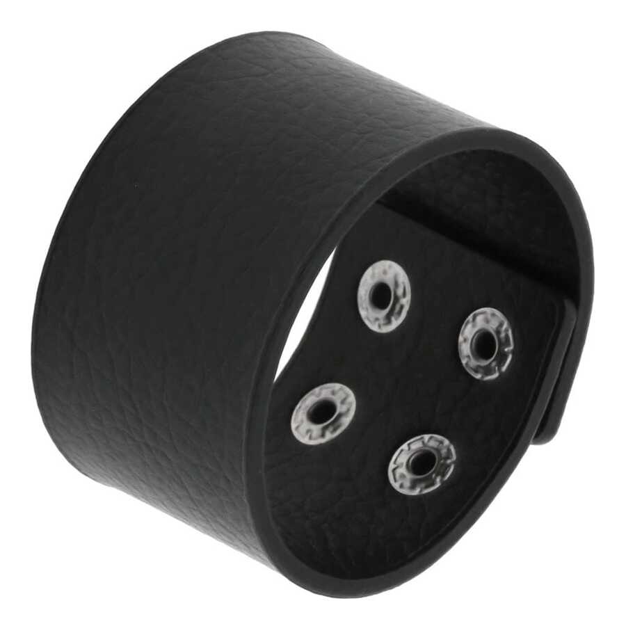 Gothic PU Leather Wristband Bracelet Punk Black Unisex Bracelet For Women Men Wide Cuff Wrap Bangle Jewelry - Black - View 1