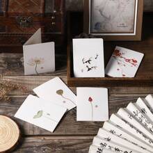 Chinese Style Greeting Cards, Creative Holiday Vintage Cards, Business Retro Simple Handwritten Blessing Message Cards