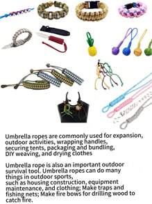 28pcs Multifunction Colorful DIY Paracord, Handmade Woven Rope, Bracelet Weaving, Craft Weaving