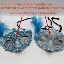 Sanrio 1pc Carnival Party Mask, Masquerade Mask For Women, Feathered Princess Mask For KTV, Pool Party, Sexy Half Face Mask, Costume Mask