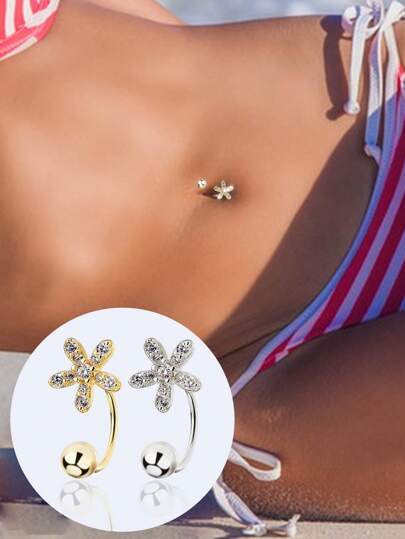 1 件 S925 纯银肚脐 锆石肚脐 银肚脐环 小肚脐 Mimi 肚脐首饰