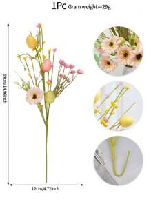 1PC/2PCS/4PCS Spring Artificial Flowers Easter Egg Branches Butterfly Tulip Daisy Carrot Colorful Berry Decoration Wedding Party Family Vase Centerpiece Perfect Easter Decoration Gifts Birthday Graduation