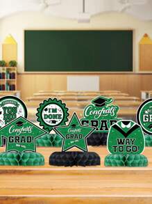 8 件毕业主题蜂巢挂饰、毕业季主题派对背景桌面装饰用品、毕业帽印花蜂巢、毕业日摄影道具、2025 年毕业派对家庭房间桌面中心装饰、派对小礼品