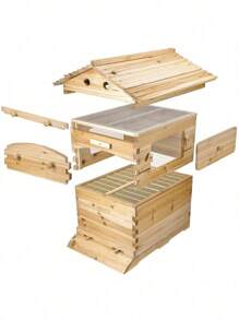 7 Pcs Auto Flowing Honey Hive Beehive Frames+Beekeeping Brood Cedarwood Box - Màu gỗ nguyên bản - Xem 3