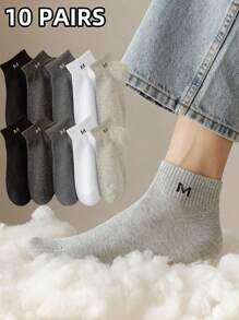 5/10 Pairs Men's Solid Color Low Cut Socks, Breathable Anti-Odor Ankle Socks For Sports And Casual Wear, Spring/Summer/Autumn