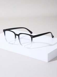 1 件男女通用时尚平光镜片眼镜，塑料渐变方形镜框，简约设计，适合男士和女士