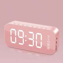 Reloj Despertador Digital Multifuncional con Bluetooth y Radio FM - Rosa - Ver 3