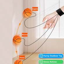 1 Pack Rubber Bounce Ball With Wrist Strap (Soccer/Basketball/Baseball/Tennis) - A Wrist Elastic Ball Strap Rope/Without Rope Fitness Ball Swing Ball Wrist Strength Ball Hand Eye Coordination Exercise Toy Outdoor Sports Toy, Stress Relieving Toys, And Flexible, Indoor Toys, Holiday Gifts, Elderly Fitness Toys, Hand-Eye Coordination Training, Wrist Strengthening, Outdoor Sports & Fitness For People - Multicolor - View 5