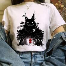 Japanese Anime T Shirts Women T-Shirts Haruku Ullzang T-Shirt Cartoon Aesthetic Vintage Shirts For Girls 90s Top Tees