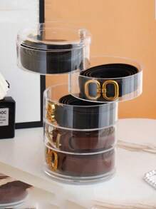 Conjunto de caixa organizadora de joias multicamadas de 1 peça, design giratório de grande capacidade com capa contra poeira, ideal para armazenar apliques de cabelo, pulseiras, colares, brincos e relógios, para organizar cintos, relógios e acessórios com compartimentos à prova de poeira e ajustáveis - ideia de presente perfeita para entusiastas da moda e amantes de acessórios