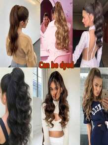 马尾接发，真人发夹式马尾接发，自然黑色马尾接发，真发Remy接发片，长款自然波浪卷夹式真人发马尾，30英寸 - SNatural - 查看 7