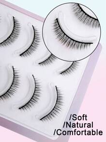 Asiteo 5 Pairs Cartoon Style False Eyelashes, Multi-Layer Natural Crossed Thick False Eyelashes, Beautiful And Fashionable Professional Curling Eyelashes - 黑色 - 查看 3