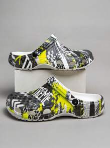 Unisex Cute Pumpkin Print Slip-Resistant Waterproof Quick-Dry Casual Indoor/Outdoor Garden Walkable Breathable Clogs & Mules Slippers - Dark Green - View 4