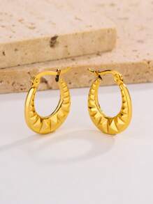 1 par/4 pares de pendientes geométricos asimétricos de acero de titanio con patrón liso, vintage y versátiles de acero inoxidable para mujeres