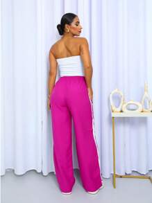 Striped Palazzo Pants - 紫色 - 查看 4
