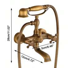 YUNRUX Retro Nostalgia Bath Faucet Wall Faucet Bathtub Faucet Shower Faucet Antique Gold Brass Bath Mixer Tap Faucet Shower Set With Hand Shower - Bronze - View 2
