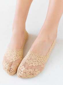 1/5 Pairs Fashion Deep Mouth Boat Socks Cherry Blossom Lace Non-Slip Invisible Short Socks Striped Light Socks Christmas Gift - Mouldless - View 11