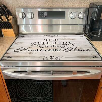 1pc Rubber Stovetop Protector Mat, Size 28.5x20.5 Inches/72.5x52cm, Heat Resistant Non-Slip Pad, Fits Electric, Induction, Ceramic Cooktops, Saves Kitchen Countertop Space