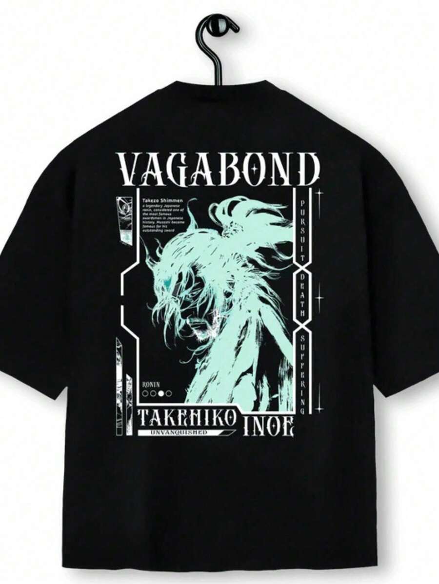 Anime VAGABOND T-Shirt Unisex 100% Cotton New Release Shipping Various Colors!! - 黑色 - 查看 1