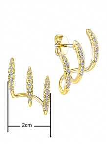 1 Pair Minimalist Geometric Chic Ear Studs, Versatile - Gold - View 5