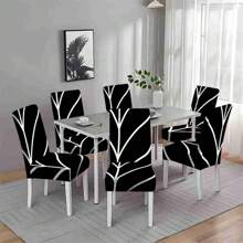 2/4/6pcs Creative Personalized, Special Black And White Texture Decoration, Printed Chair Cover, Fashionable Printing, Elastic And Easy To Install, Enhancing Seat Style