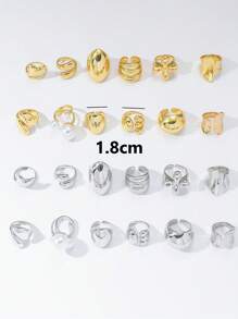 1/10 件不锈钢戒指套装镀层，镶嵌人造锆石、珍珠、绿松石、不对称几何、心形、花朵、星形设计、可调节开口，适合海滩、度假、情人节、情侣、朋友、礼物、女性日常佩戴、妈妈、母亲、母亲节、礼物