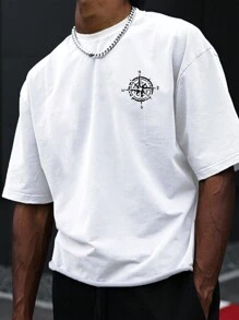 Camiseta casual de manga corta y cuello redondo con estampado de águila para hombre en verano