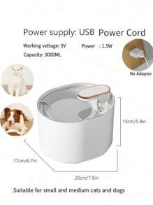 1 pieza Dispensador de agua para mascotas de 3L actualizado y silencioso con filtración automática, apto para gatos y perros pequeños/medianos, alimentado por USB (adaptador no incluido) - Multicolor - Ver 2