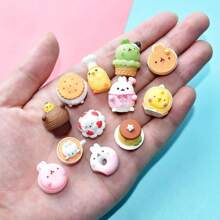 Juguetes de comida en miniatura, delicados adornos de postre en 3D de dibujos animados, decoración de micro paisaje DIY para estuche de teléfono, escena de casa de muñecas 1:12, accesorios de resina, regalo para vacaciones, cumpleaños, Navidad