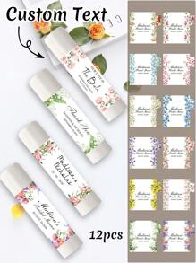 12-192Pcs Custom Text Wedding Stickers, Personalized Wedding Labels, Customized Party Favour Labels, Customizable Wedding Party Self-Adhesive Stickers, Party Bag Labels, 5.4x5.4cm, 12 Styles, Suitable For Her, Bestie, Couple, Girlfriend,Graphic Print