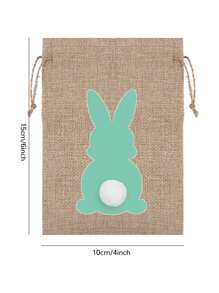6/12 件复活节可爱兔子包装袋、可爱兔子毛绒储物袋、复活节粗麻布袋、4*6 英寸复活节兔子抽绳礼品袋糖果袋、工艺帆布礼品袋、复活节派对生日用品、复活节抽绳抽绳礼品袋 - 彩色 - 查看 2