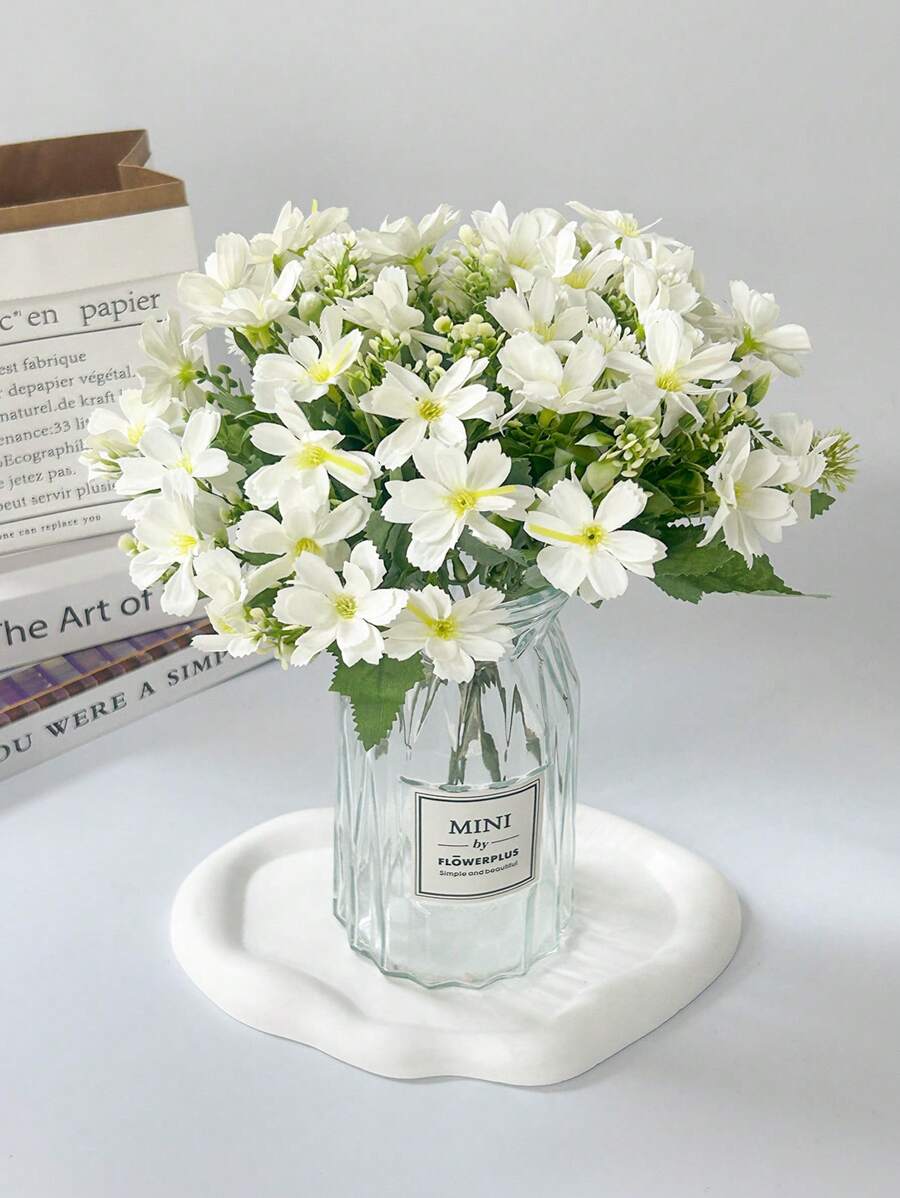 1Pc Artificial White Butterfly Daisies Bouquet,For Spring Decor,Handheld Flower Arrangement Wedding,Home,Living Room,Wedding Scene Scenery Decoration,Vase Decor,Desktop Decor. Easter