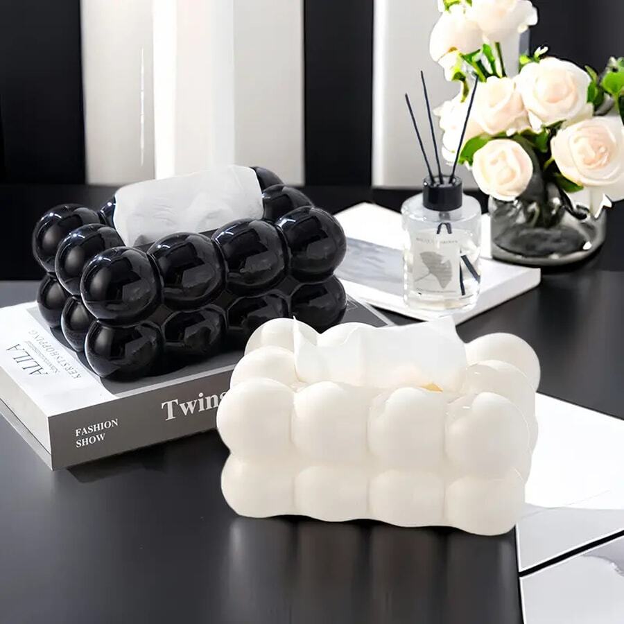 Premium Cloud-Shaped Plastic Tissue Holder, Cotton Candy Design Napkin Dispenser For Living Room, Solid Color Creative Paper Tissue Box For Home Use - Multicolor - View 1