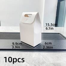 10pcs Kraft Paper Cookie Packaging Boxes, Paper Candy Bags, Gift Bags Suitable For Wedding Party Candy Pastry Shopping And Retailing, Cookie Bags, School Supplies, Food Bags, Food Boxes, Suitable For Candies, Chocolates, Cookies, Etc. - Paper - View 9