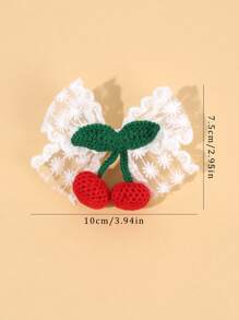 2pcs Cute Cherry Hair Bows For Kids White Lace Bow Alligator Clips Crochet Cherry Girls Hiar Clips Adorable Girls Pigtail Bows Barrettes Kids Hair Accessories