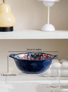 طقم أواني طعام سيراميكية بأسلوب بوهيمي، بألوان حمراء وزرقاء، وبأنماط نردية ورجعية من الزهور، أطقم أوانٍ وأطباق راقية مناسبة للفنادق والمطاعم والمطبخ المنزلي والاحتفالات والهدايا للزفاف، بتصاميم متنوعة من وعاء الأرز وطبق الحساء وصحن الطعام والصينية الكبيرة والمستلزمات المدرسية - الأزرق - مشاهدة 20