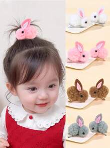 2pcs Bunny Hair Clips For Girls White Pink Bunny Shaped Alligator Clips Adorable Rabbit Hairpins Easter Holiday Barrettes Toddler Girl Bows Kids Hair Accessories - Bunny - View 4