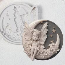 1PC Moon Angel Mold, Fondant Mold, DIY Craft Mold do tworzenia biżuterii, DIY Silikonowa Forma Do Półksiężyca, Moon Angel Shaped Żywica Mold
