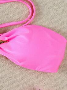 New Sexy Halter Starfish Print Bikini Swimsuit For Women, Casual Beach Vacation Party Date, Spring/Summer - Pink - View 5