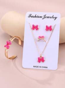 5 件套女孩蝴蝶首饰套装包括项链、手链、戒指、耳环 - 蝴蝶 - 查看 3