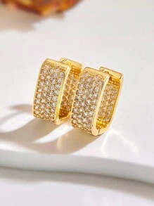 1 paire de boucles d'oreilles zirconia magnifiques avec boucle. Bijoux pour femmes en argent sterling 925. Boucles d'oreilles créatives et raffinées. Cadeau de bijouterie fine pour les filles, pour la vie quotidienne, les rendez-vous, la décoration pour le bal de promo et les fêtes