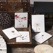 Chinese Style Greeting Cards, Creative Holiday Vintage Cards, Business Retro Simple Handwritten Blessing Message Cards