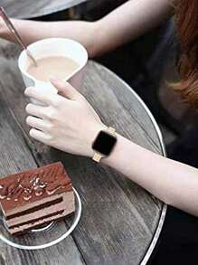 1 Dây đeo đồng hồ bằng da dành cho nữ, tương thích với dây đeo Apple Watch Ultra/Se/8/7/6/5/4/3/2/1, Thiết kế eo Lim, Kích thước 38/40/41/42/44/45/49mm - Màu trắng nhạt + vàng hồng - Xem 5